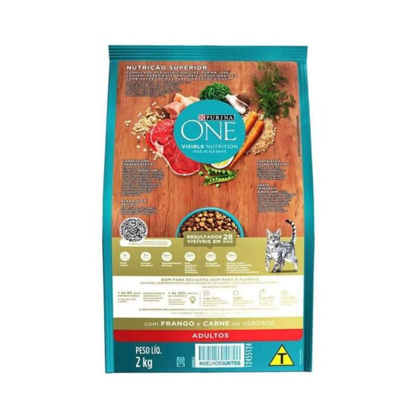 Ração Purina One Frango e Carne para Gatos Adultos Nestlé Purina 2kg - Image 2