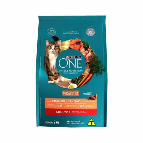 Ração Purina One Frango e Salmão para Gatos Adultos Nestlé Purina 2kg