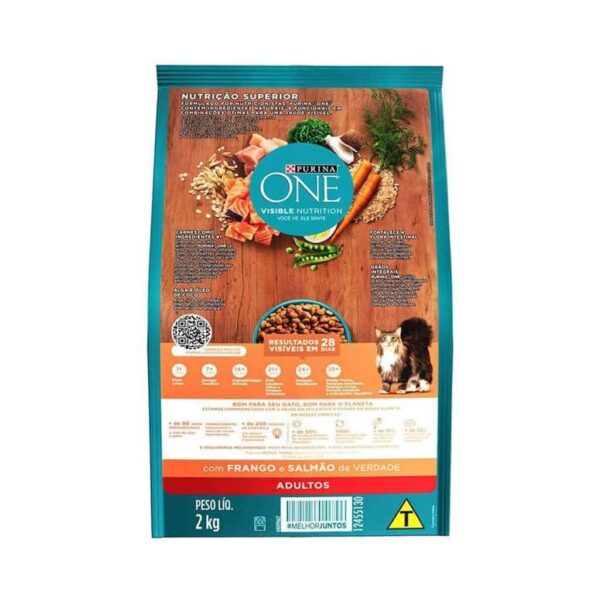 Ração Purina One Frango e Salmão para Gatos Adultos Nestlé Purina 2kg - Image 2