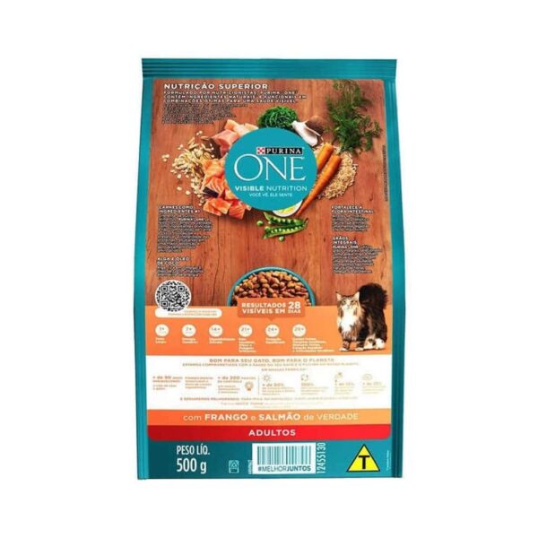 Ração Purina One Frango e Salmão para Gatos Adultos Nestlé Purina 500g - Image 2