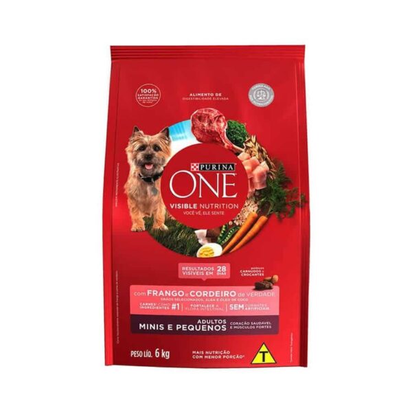 Ração Purina One Frango e Cordeiro para Cães Adultos Raças Minis e Pequenos Nestlé Purina 6kg