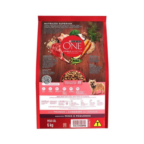 Ração Purina One Frango e Cordeiro para Cães Adultos Raças Minis e Pequenos Nestlé Purina 6kg - Image 2