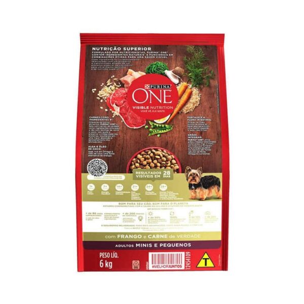 Ração Purina One Frango e Carne para Cães Adultos Raças Minis e Pequenos Nestlé Purina 6kg - Image 2