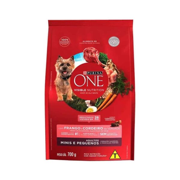 Ração Purina One Frango e Cordeiro para Cães Adultos Raças Minis e Pequenos Nestlé Purina 700g