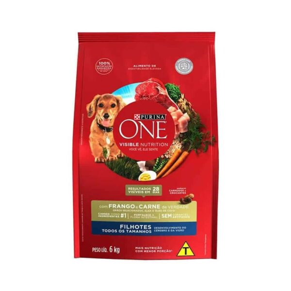 Ração Purina One Frango e Carne para Cães Filhotes Todos os Tamanhos Nestlé Purina 6kg