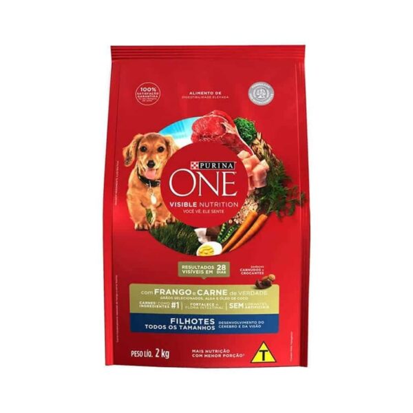 Ração Purina One Frango e Carne para Cães Filhotes Todos os Tamanhos Nestlé Purina 2kg