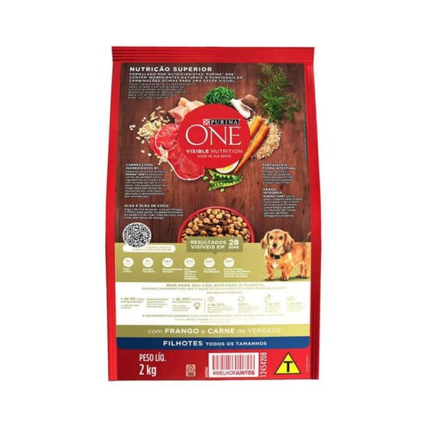 Ração Purina One Frango e Carne para Cães Filhotes Todos os Tamanhos Nestlé Purina 2kg - Image 2