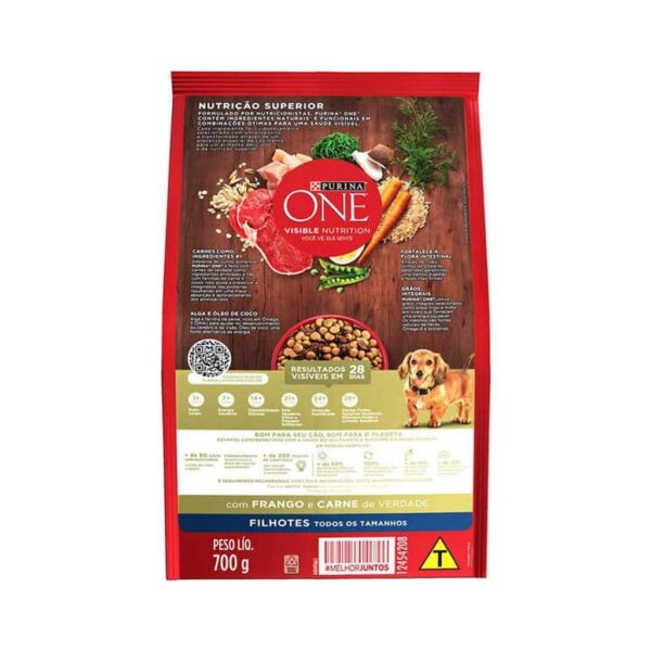 Ração Purina One Frango e Carne para Cães Filhotes Todos os Tamanhos Nestlé Purina 700g - Image 2