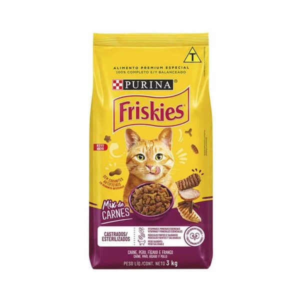 Ração Friskies Gatos Castrados Mix de Carnes Nestlé Purina 3kg