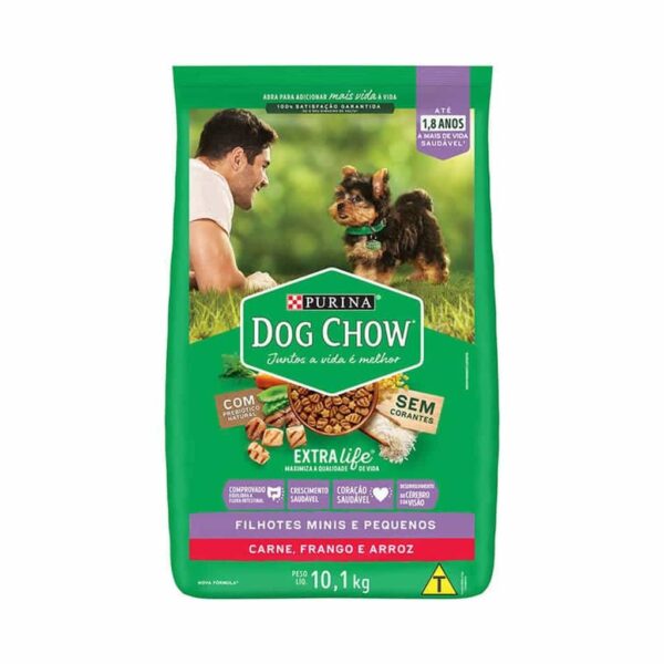 Ração Dog Chow Cães Filhotes Carne e Frango Raças Minis e Pequenos Nestlé Purina 10,1kg