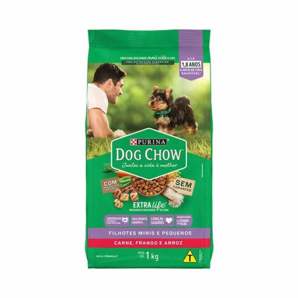 Ração Dog Chow Cães Filhotes Carne e Frango Raças Minis e Pequenos Nestlé Purina 1kg