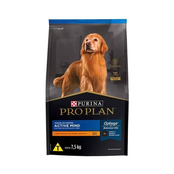 Ração Pro Plan Dog Adult 7+ Active Mind Todos as Raças Nestlé Purina 7,5kg