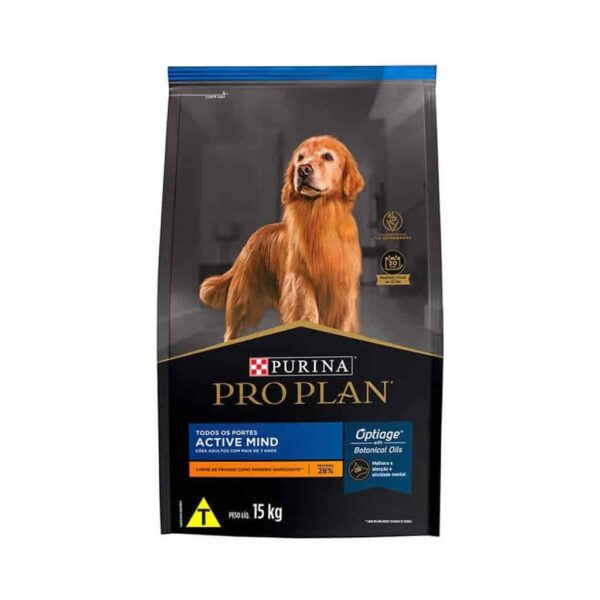 Ração Pro Plan Dog Adult 7+ Active Mind Todos as Raças Nestlé Purina 15kg