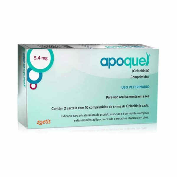 Apoquel 5,4mg Dermatológico Zoetis para Cães com 20 comprimidos