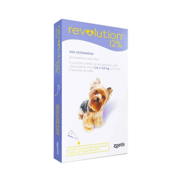 Antipulgas e Carrapatos Revolution 12% 0,25ml Zoetis para Cães de 2,5 a 5kg