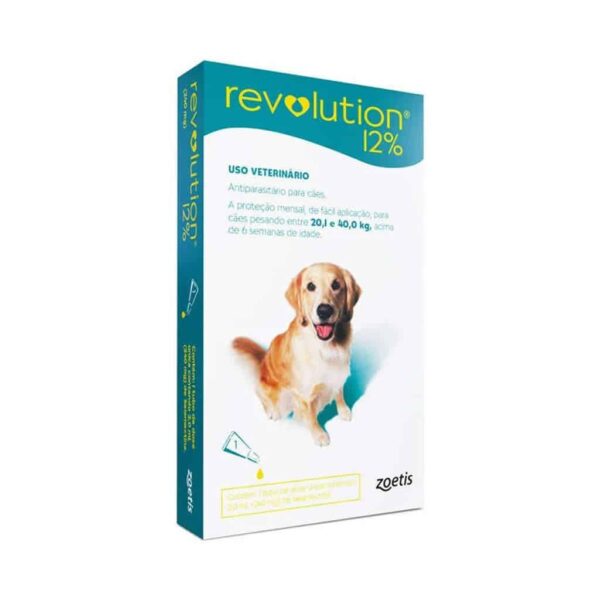 Antipulgas e Carrapatos Revolution 12% 2ml Zoetis para Cães de 20 a 40kg