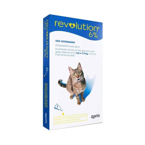 Antipulgas e Carrapatos Revolution 6% 0,75ml Zoetis para Cães e Gatos de 2,5 a 7,5kg