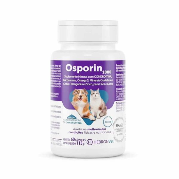 Suplemento Mineral Osporin 1000 Para Cães e Gatos Hebron Vet