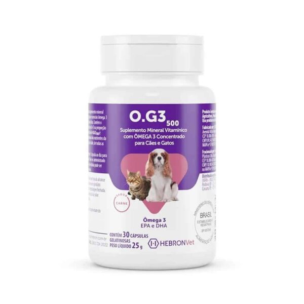 Suplemento Mineral Vitamínico O.G3 500 HebronVet Cães e Gatos