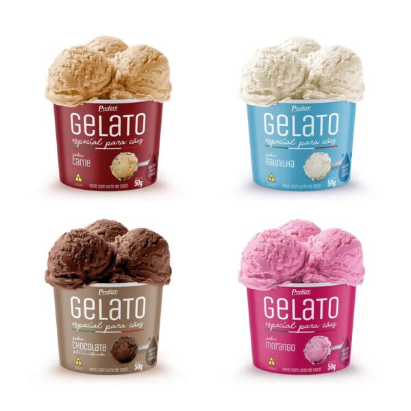 Sorvete Gelato para Cães 30g Display com 24 unidades 4 sabores - Prefere