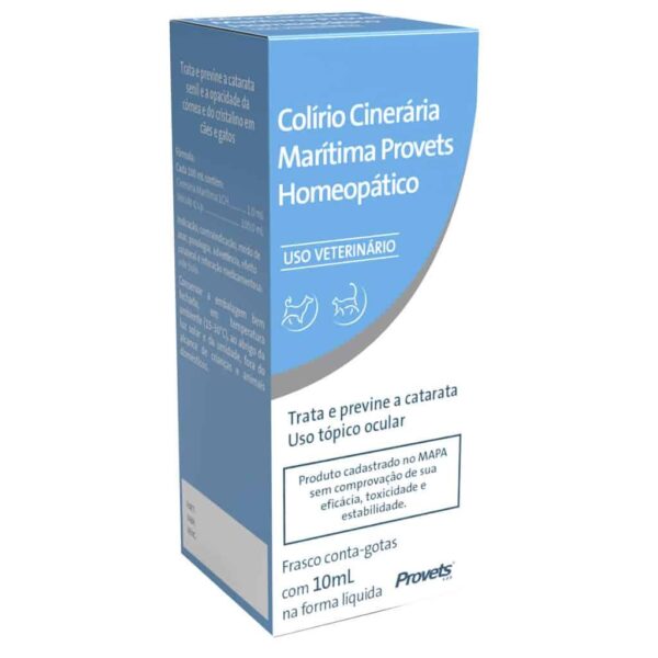 Colírio Cinerária Marítima Homeopático 10ml para Cães e Gatos Provets Simões