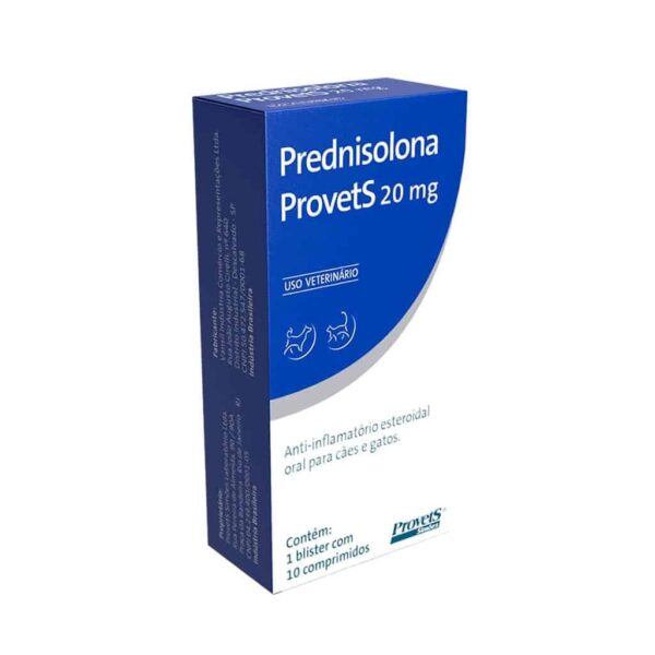 Anti-inflamatório Prednisolona 20mg para Cães e Gatos Provets Simões