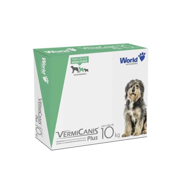 Vermífugo VermiCanis Plus World 800mg para Cães de 10kg 4 comprimidos World Veterinária