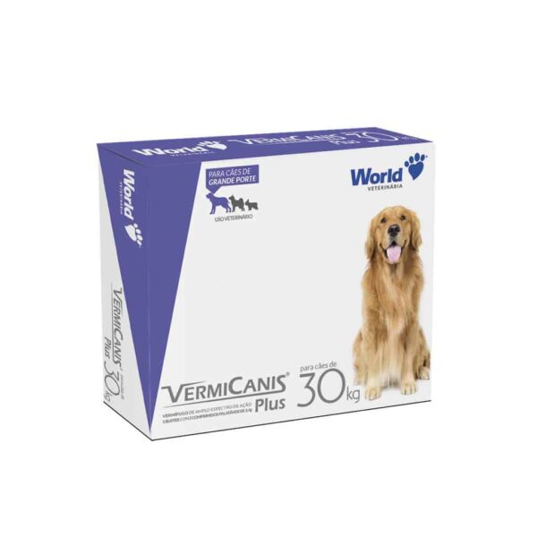 Vermífugo VermiCanis Plus World 2,4g para Cães de 30kg 2 comprimidos World Veterinária