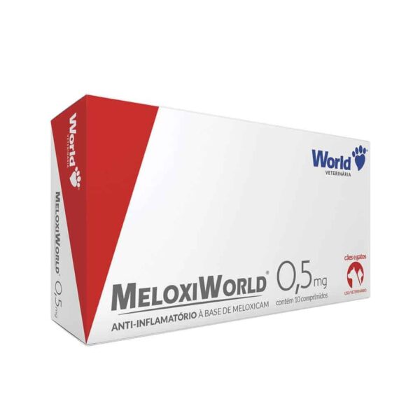 Anti-Inflamatório MeloxiWorld 0,5mg para Cães e Gatos de 5kg 10 comprimidos World Veterinária