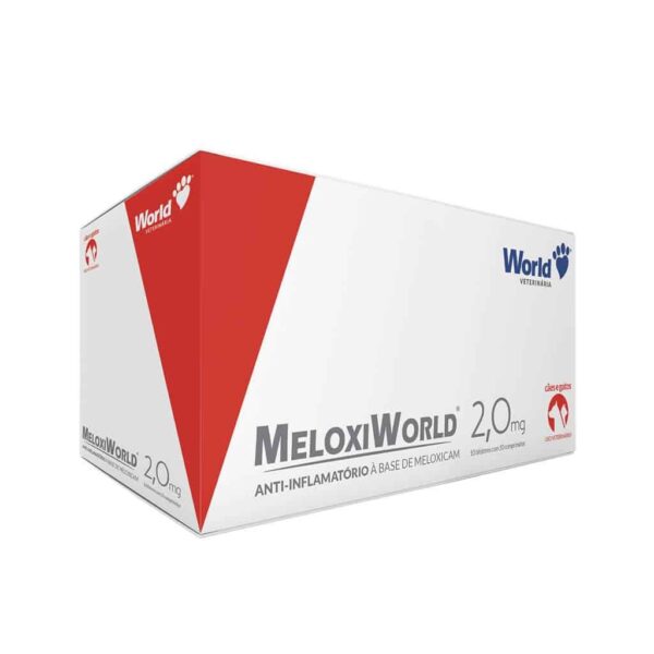 Anti-Inflamatório MeloxiWorld 2,0mg para Cães e Gatos de 20kg Display 10un de 10 comprimidos World Veterinária