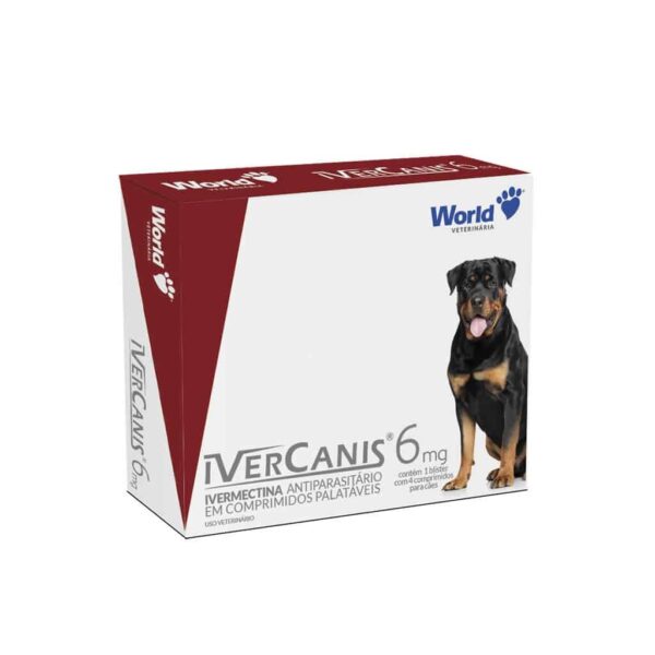 Antiparasitário IverCanis 6mg para Cães de 15kg a 30kg 4 comprimidos World Veterinária