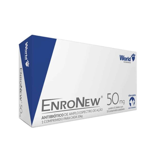 Antibiótico EnroNew 50mg para Cães e Gatos de até 10kg 10 comprimidos World Veterinária