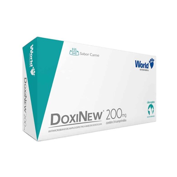 Antimicrobiano DoxiNew 200mg para Cães e Gatos 14 comprimidos World Veterinária