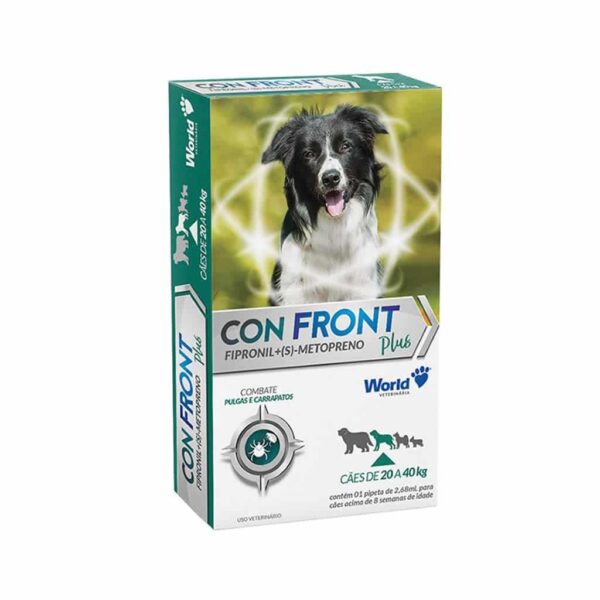 Antipulgas e Carrapatos ConFront Plus para Cães de 20kg a 40kg Pipeta 2,68ml World Veterinária