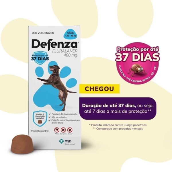 Antipulgas e Carrapatos Defenza 400mg para Cães de 20kg a 40kg MSD Saúde Animal - Image 3