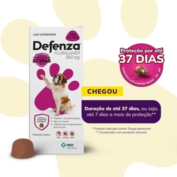 Antipulgas e Carrapatos Defenza 560mg para Cães de 40kg a 56kg MSD Saúde Animal - Image 3