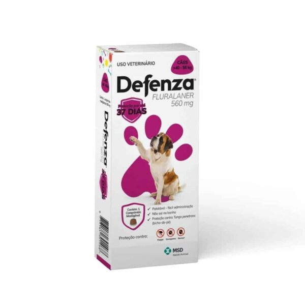 Antipulgas e Carrapatos Defenza 560mg para Cães de 40kg a 56kg MSD Saúde Animal