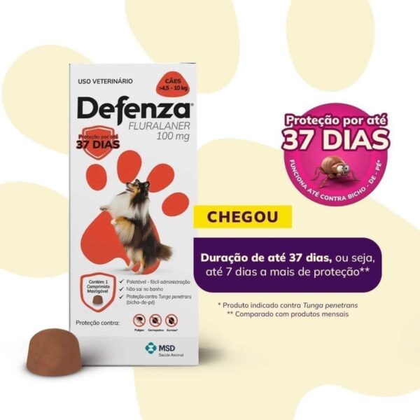 Antipulgas e Carrapatos Defenza 100mg para Cães de 4,5kg a 10kg MSD Saúde Animal - Image 3