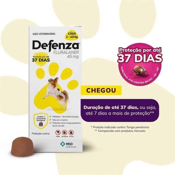 Antipulgas e Carrapatos Defenza 45mg para Cães de 2kg a 4,5kg MSD Saúde Animal - Image 3