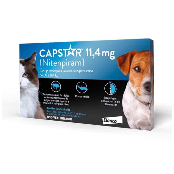 Antipulgas Capstar 11 mg para Cães e Gatos até 11,4 kg  6 comprimidos Elanco