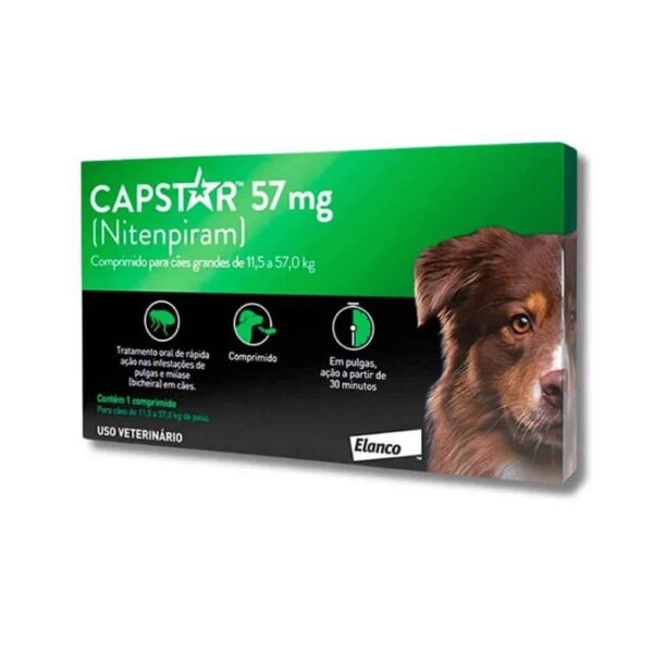 Antipulgas Capstar 57 mg para Cães acima de 11,4 kg 6 comprimidos Elanco