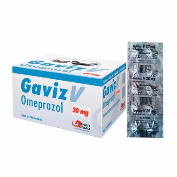 Antiácido Gaviz V Omeprazol 20mg 50 comprimidos para Cães e Gatos Agener União